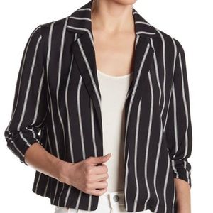 14th & Union Black White Striped Short Blazer XS